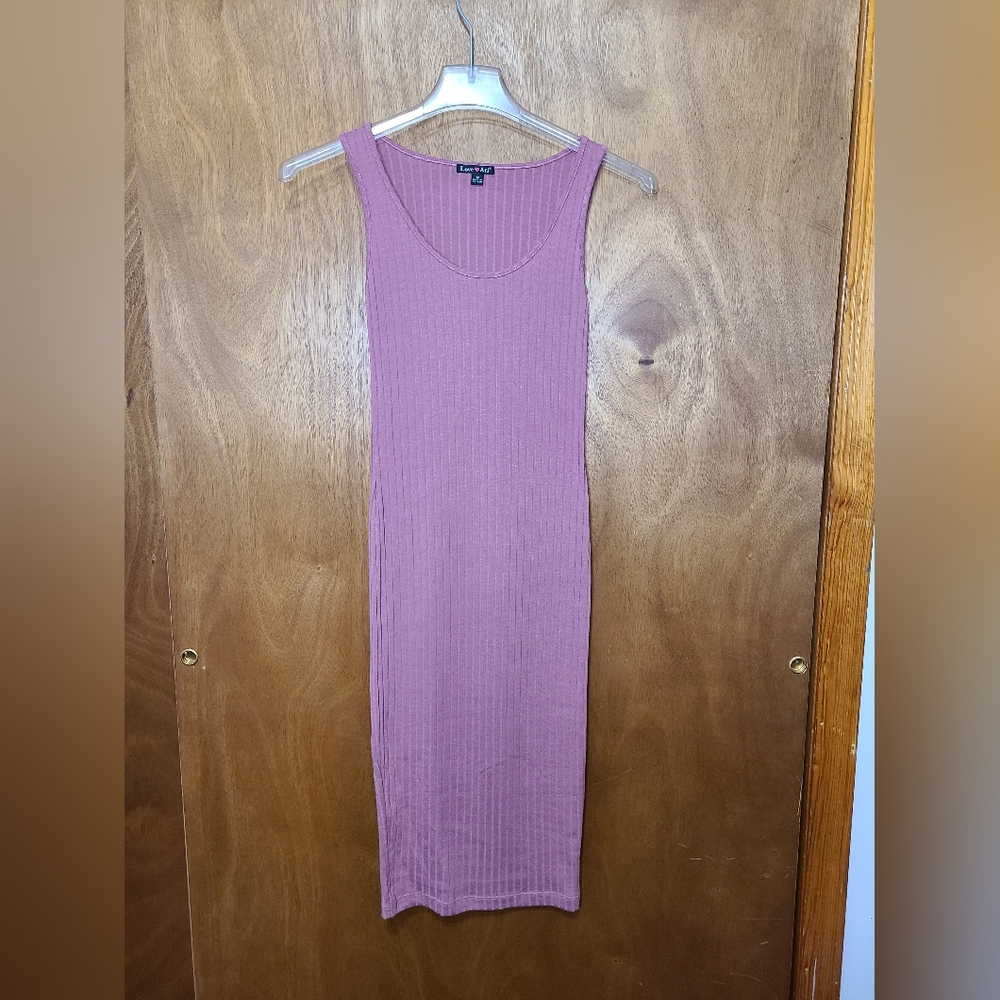 Purple Ribbed Tank Dress